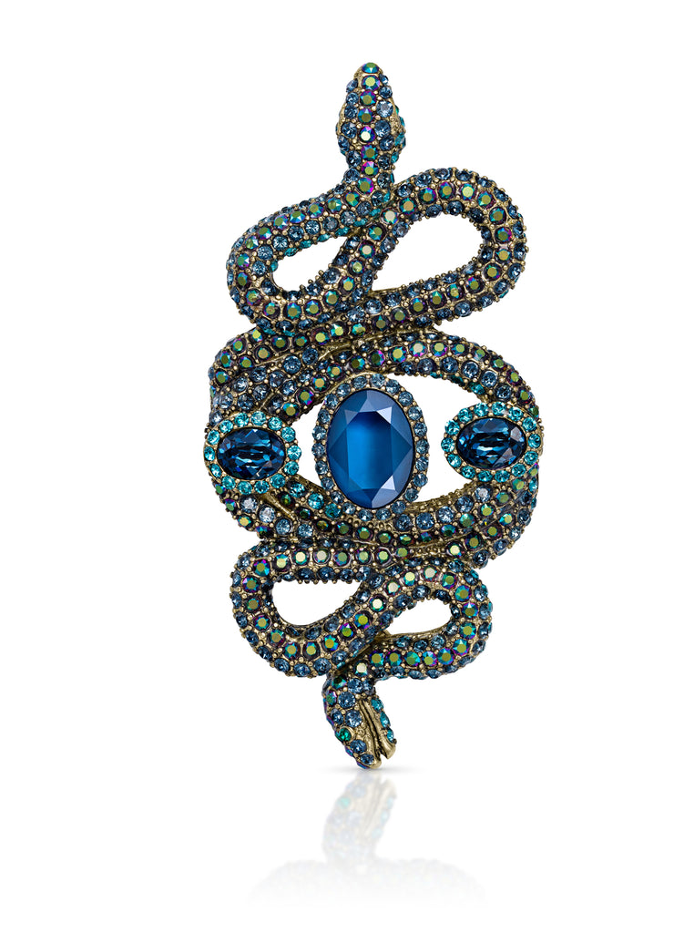 JAMES WOLFE® SEA BLUE SERPENT | Crystal Unisex Brooch